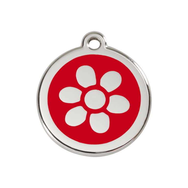 Vue avant - Médaille personnalisée pour chien Red Dingo Fleur Rouge M 30.00mm