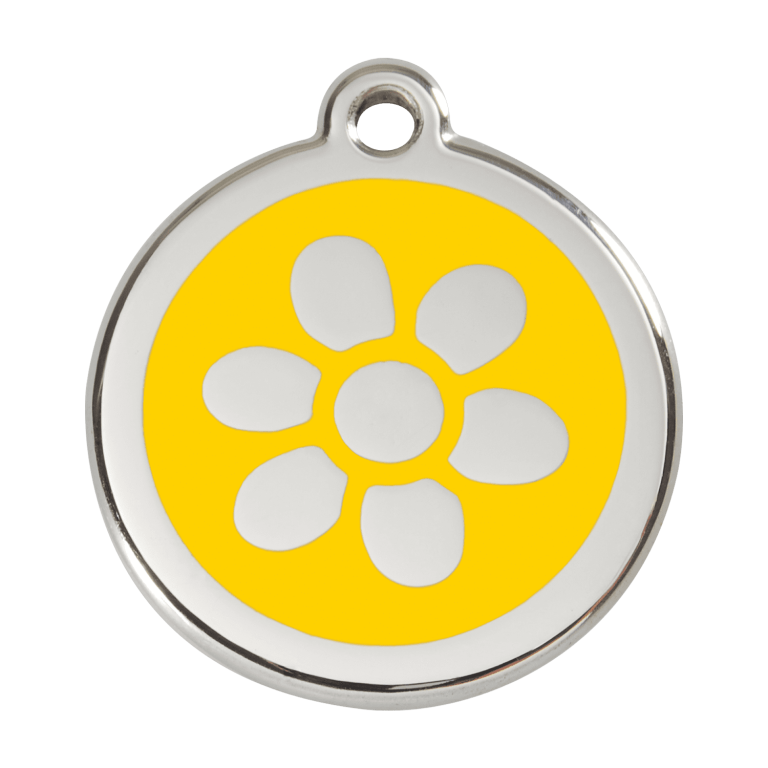 Vue avant - Médaille personnalisée pour chien Red Dingo Émail et acier inoxydable Jaune - Talla L
