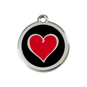 Placa para perro mediana en esmalte negro con diseño de corazón