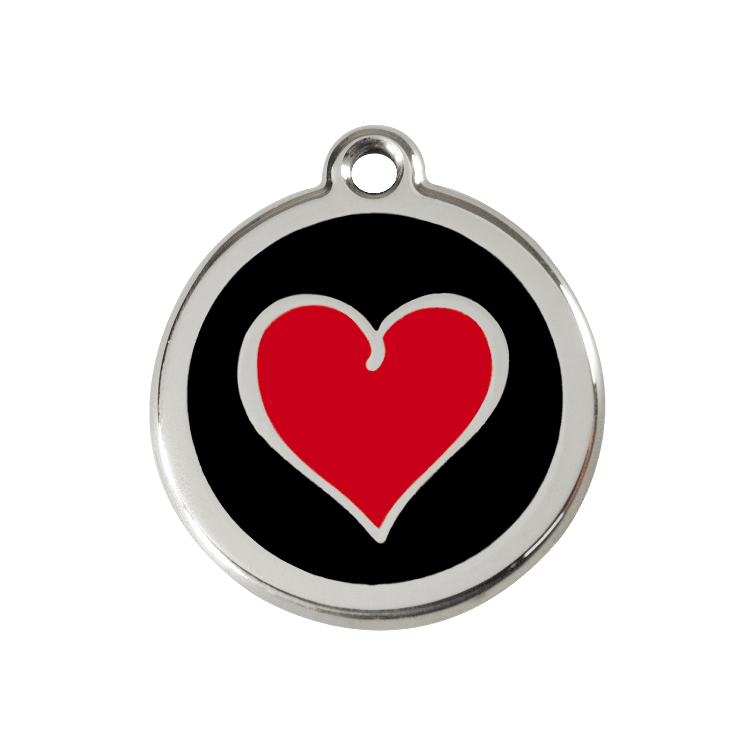 Vue avant - Médaille personnalisée pour chien Red Dingo - Coeur noir - Talla M