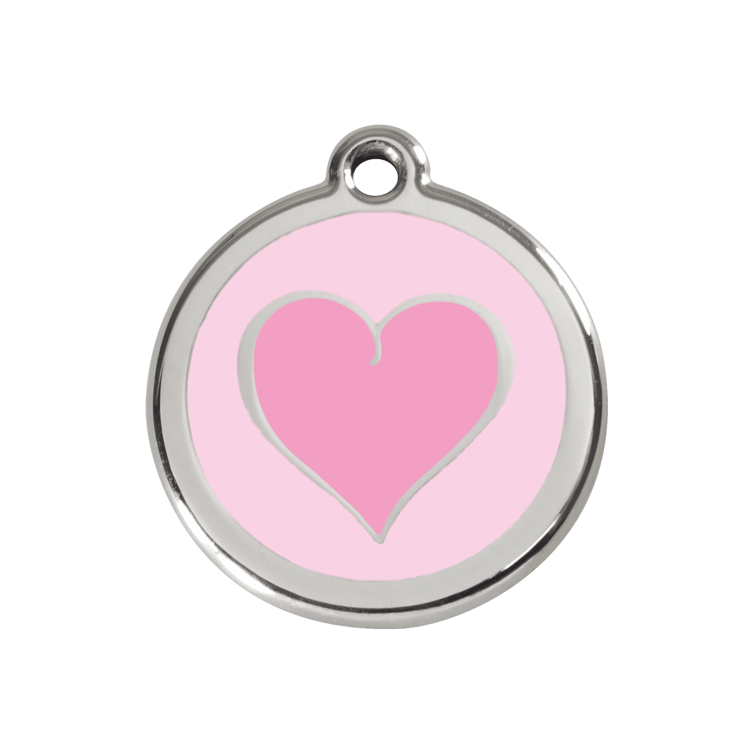 Vue avant - Médaille personnalisée pour chien/chat Red Dingo Émail/Acier inoxydable Coeur rose 30mm - Rose - Talla M - Réf : 01-HK-PK-ME