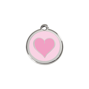Placa para gato corazón rosa esmaltada pequeña
