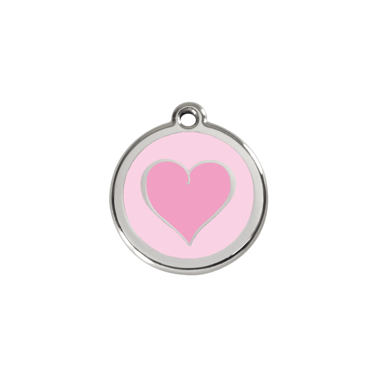 Vue avant - Médaille personnalisée pour chien/chat Red Dingo cœur rose émail/acier inoxydable 20.00mm - Talla S - Rose