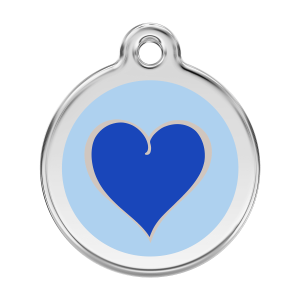 Placa para perro grande Corazón Azul Oscuro en esmalte y acero inoxidable
