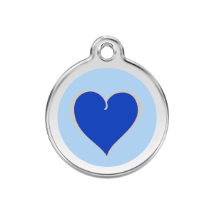 Placa para perro mediana Corazón Azul Oscuro en esmalte y acero inoxidable