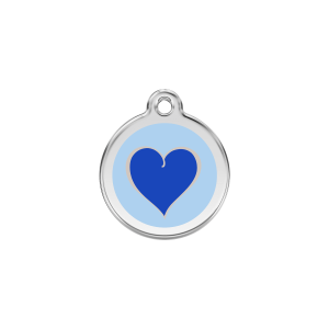 Placa para gato Corazón Azul Oscuro esmalte y acero inoxidable pequeña