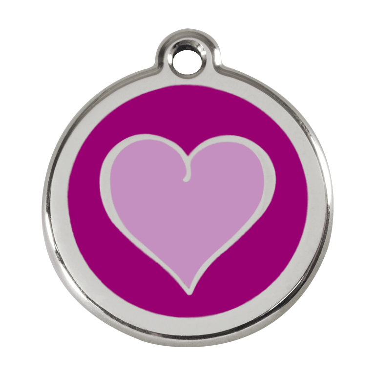 Vue avant - Médaille personnalisée pour chien Red Dingo Coeur violet - Talla L - Réf : 01-HP-PU-LG