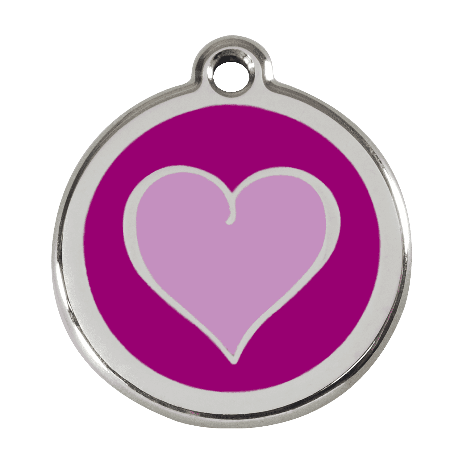 Vue avant - Médaille personnalisée pour chien Red Dingo Coeur violet - Talla L - Réf : 01-HP-PU-LG