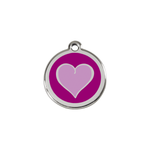 Placa para gato Corazón color violeta pequeña