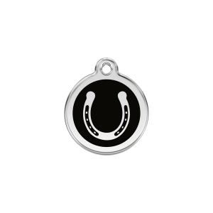 Placa para gato Herradura esmalte negro acero inoxidable pequeña