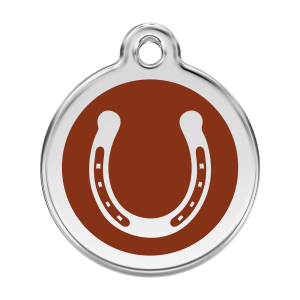 Placa para perro herradura en esmalte marrón tamaño L