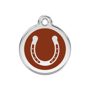 Placa para perro herradura en esmalte marrón tamaño M
