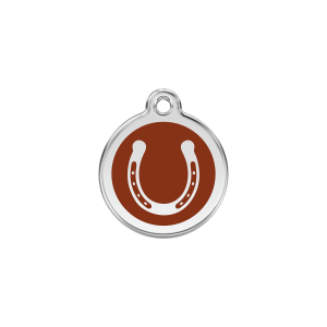 Placa para gato Herradura esmalte marrón pequeña 20mm