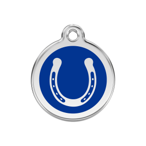 Placa para perro herradura en esmalte azul oscuro tamaño M