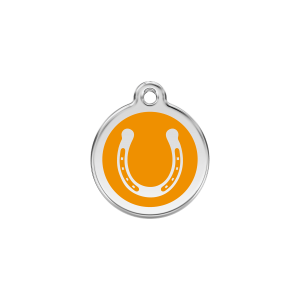 Placa para gato herradura esmalte naranja pequeña 20 mm