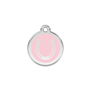 Placa para gato Herradura esmalte rosa pequeña