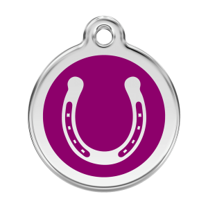 Placa para perro herradura en esmalte violeta tamaño L