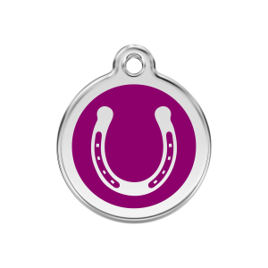 Placa para perro herradura en esmalte violeta tamaño M