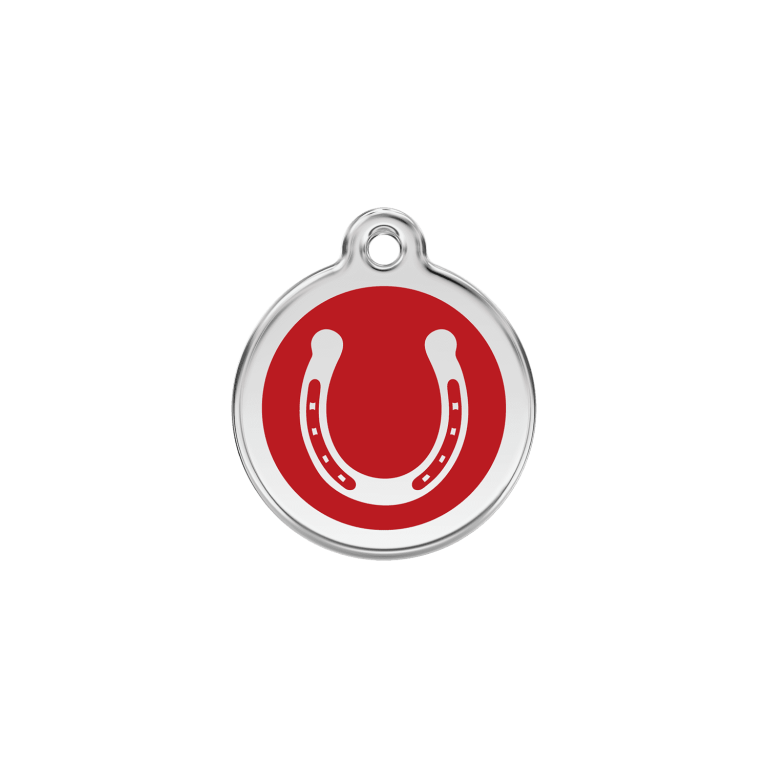 Vue avant - Médaille personnalisable Red Dingo Émail/Acier inoxydable - Fer à cheval - Rouge - Talla S