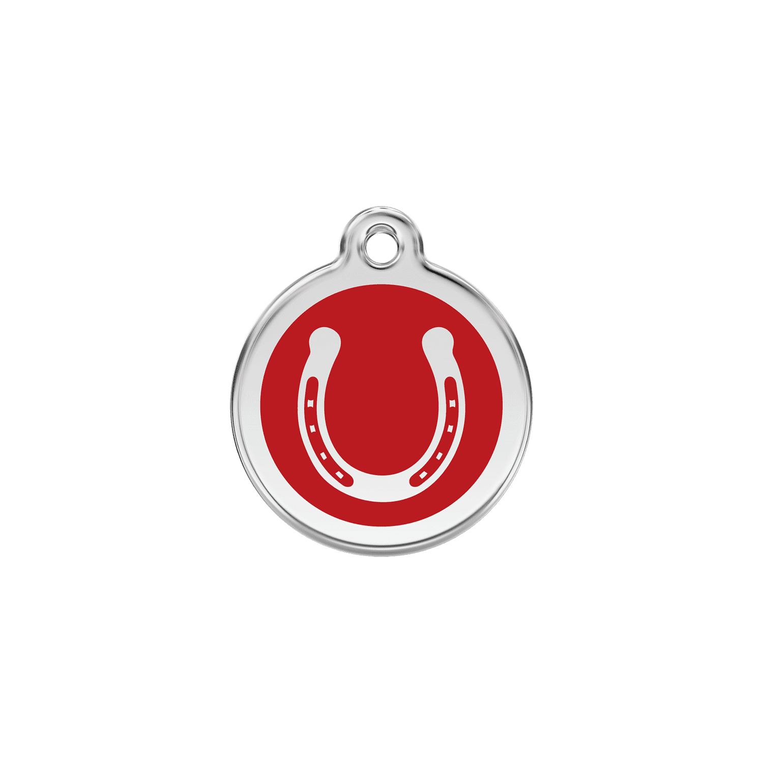 Vue avant - Médaille personnalisable Red Dingo Émail/Acier inoxydable - Fer à cheval - Rouge - Talla S