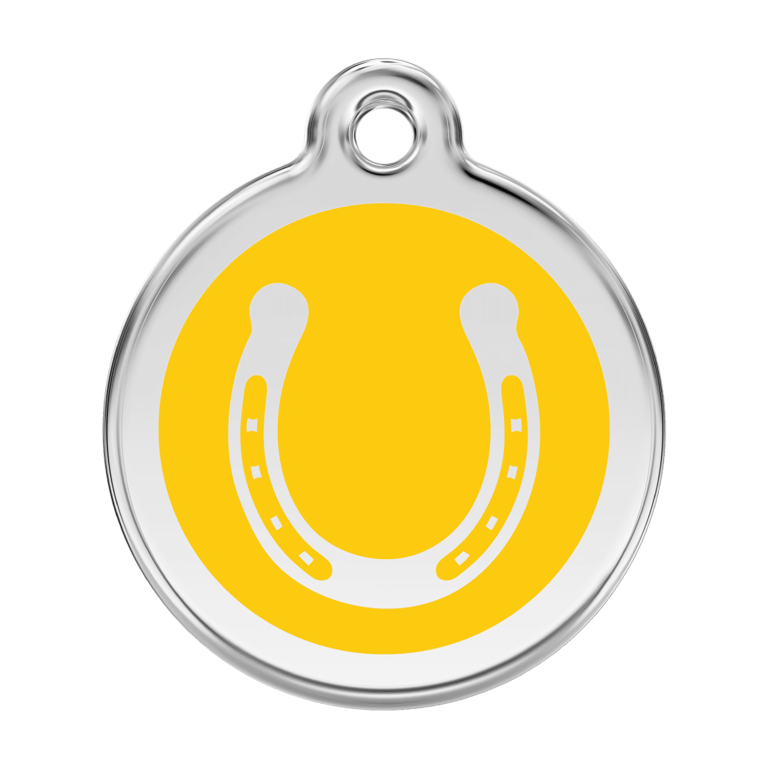 Vue avant - Médaille personnalisée pour chien Red Dingo Émail et acier inoxydable Jaune Talla L 38.00mm