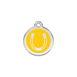 Placa para gato Herradura esmalte amarillo pequeña
