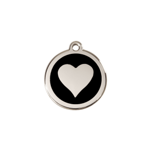 Placa identificativa corazón negro para gato o perro pequeño S 20 mm