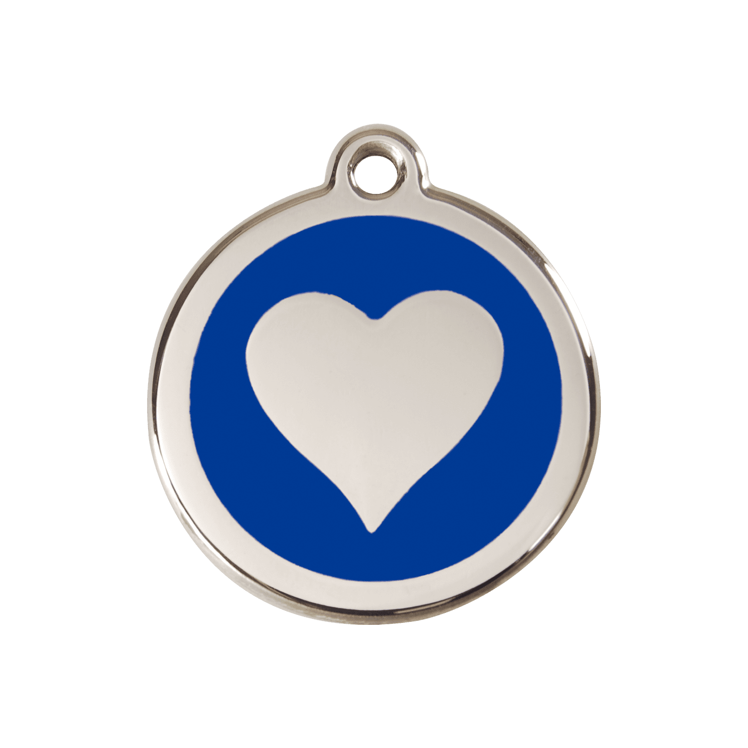 Vue avant - Médaille personnalisée Red Dingo cœur bleu foncé - Talla M pour chien - Réf : 01-HT-DB-ME