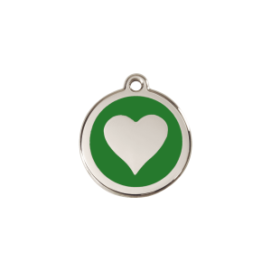 Placa para gato corazón esmalte verde S 20 mm