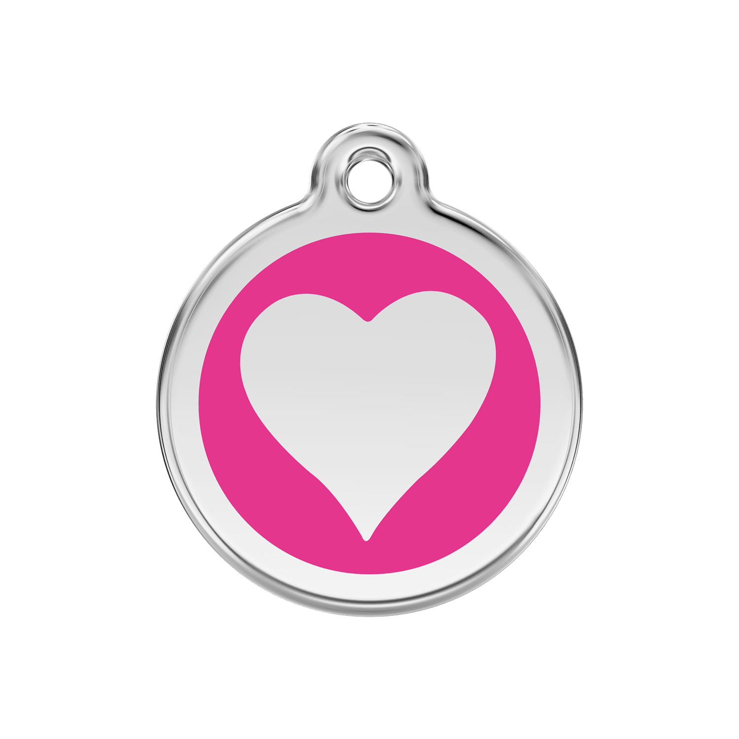 Vue avant - Médaille personnalisée pour chien Red Dingo cœur rose vif en émail et acier inoxydable - Talla M