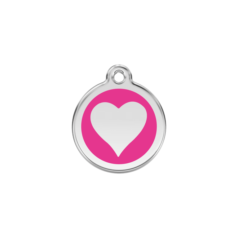 Vue avant - Médaille personnalisée pour chien/chat Red Dingo cœur rose vif - Talla S - 20.00mm