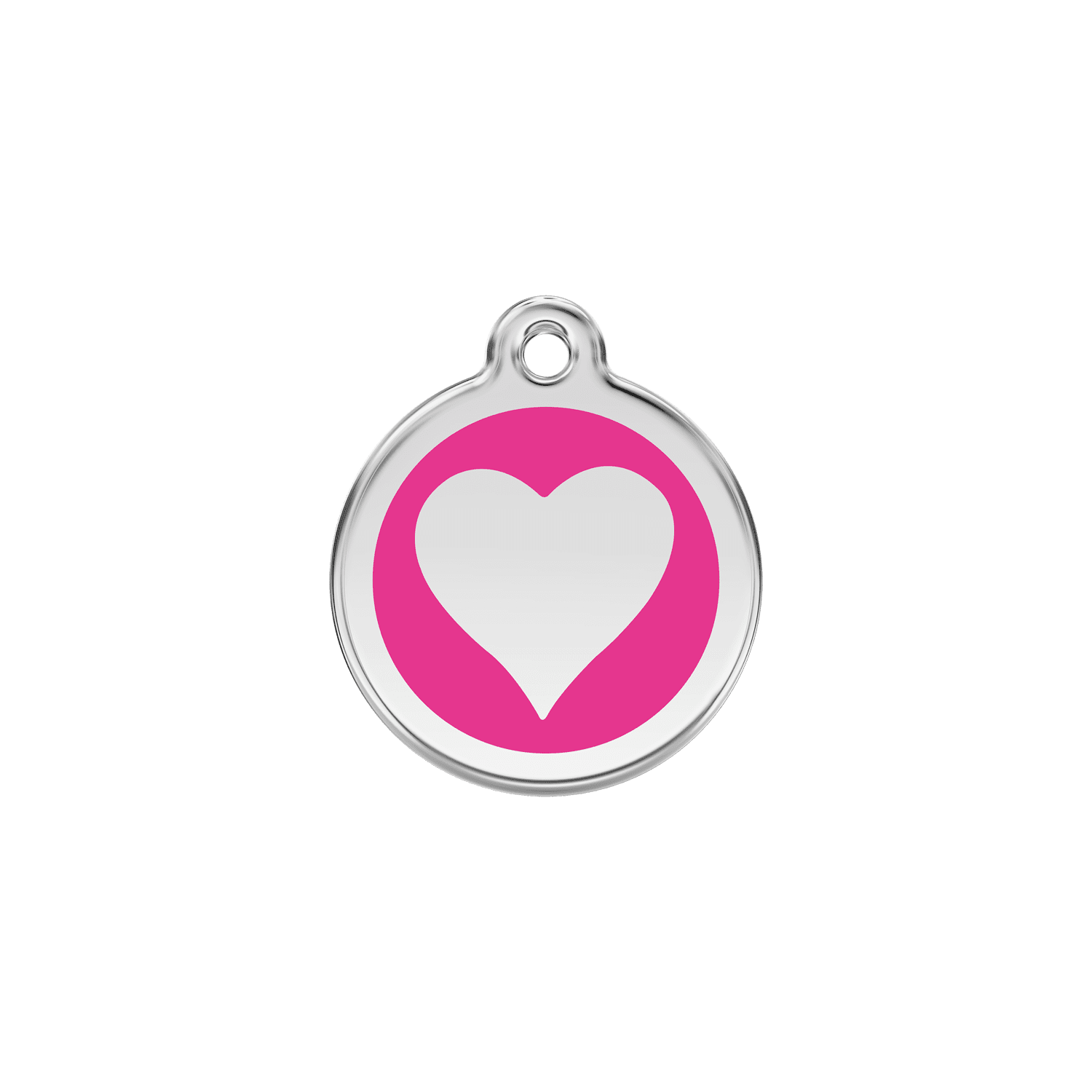 Vue avant - Médaille personnalisée pour chien/chat Red Dingo cœur rose vif - Talla S - 20.00mm