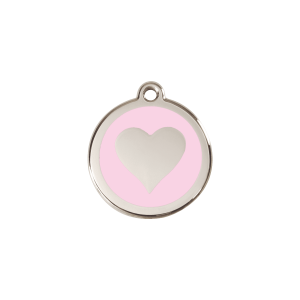 Placa para gato corazón esmalte rosa S 20 mm