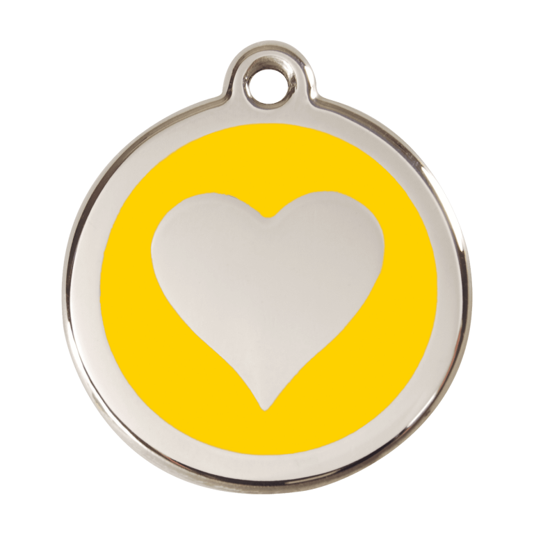 Vue avant - Médaille personnalisée pour chien Red Dingo Émail/Acier Jaune L 38mm - Réf : 01-HT-YE-LG