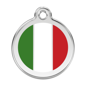 Placa para perro grande con bandera italiana en esmalte y acero inoxidable