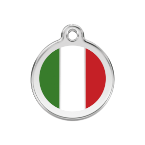 Placa para perro mediana con bandera italiana en esmalte y acero inoxidable