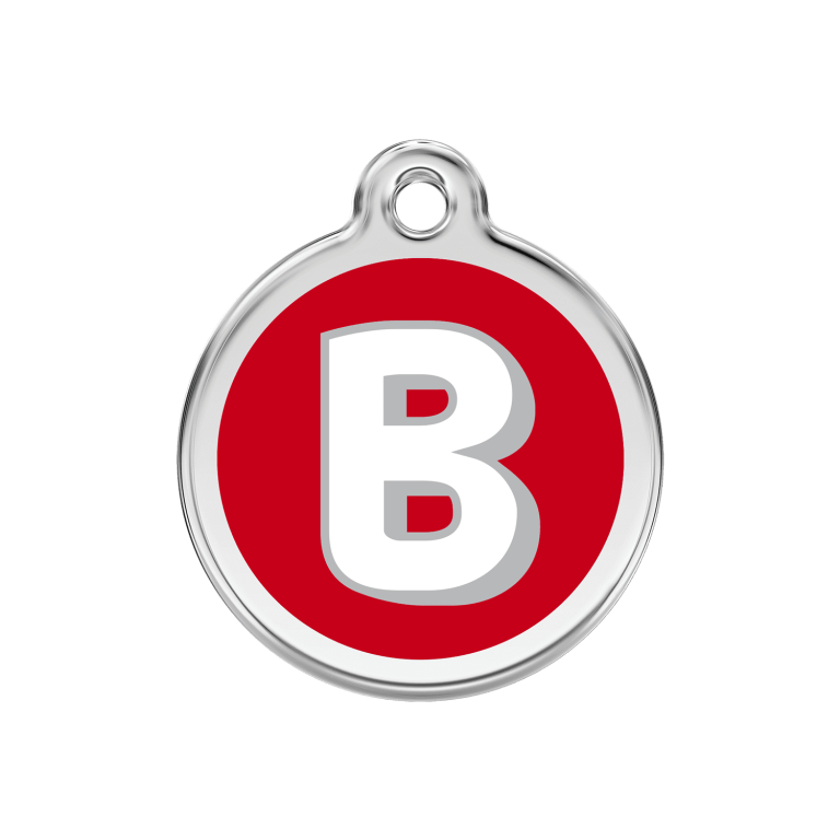 Vue avant - Médaille personnalisable Red Dingo Émail et acier inoxydable - Lettre B - Rouge - Talla M