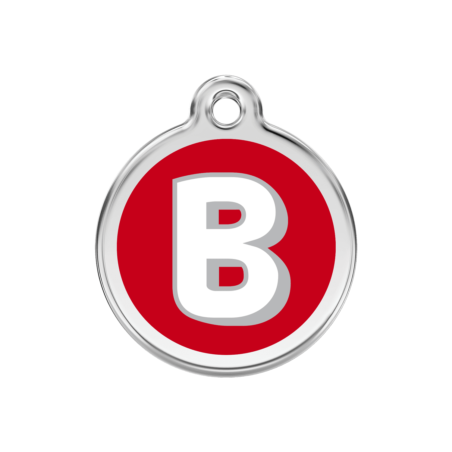 Vue avant - Médaille personnalisable Red Dingo Émail et acier inoxydable - Lettre B - Rouge - Talla M