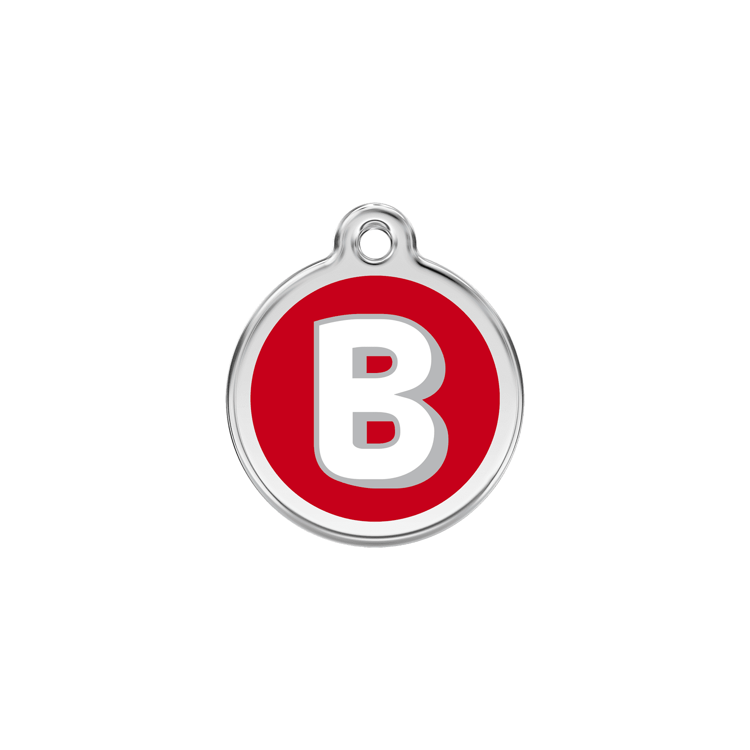 Vue avant - Médaille personnalisée Red Dingo Émail et acier inoxydable - Lettre B rouge - Talla S 20.00mm