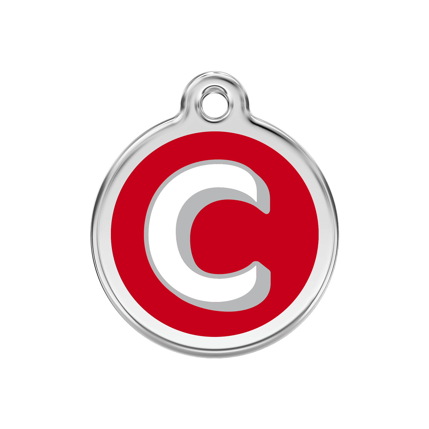 Vue avant - Médaille personnalisée pour chien Red Dingo - Lettre C - Rouge - Talla M - 30.00mm