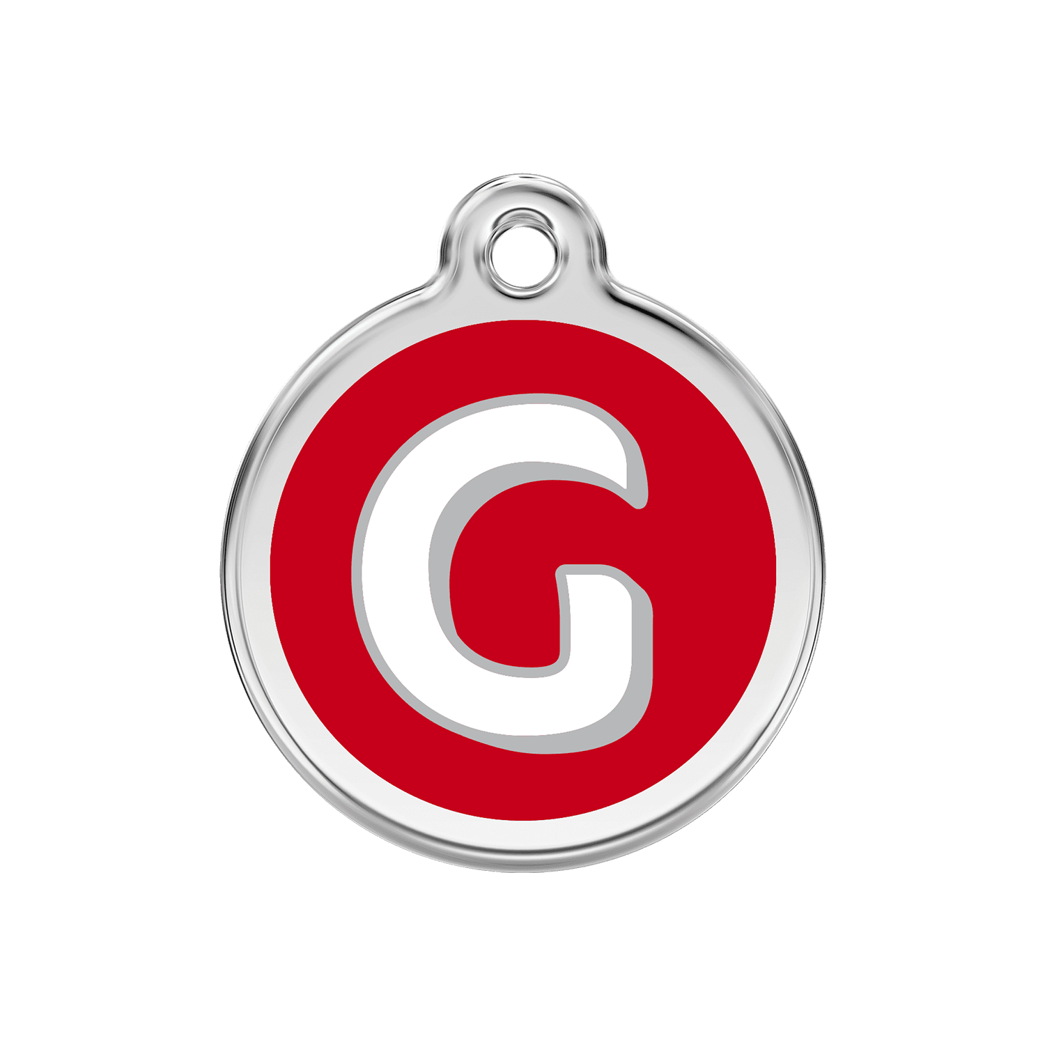Vue avant - Médaille personnalisée Red Dingo Émail et acier inoxydable - Lettre G - Rouge - Talla M