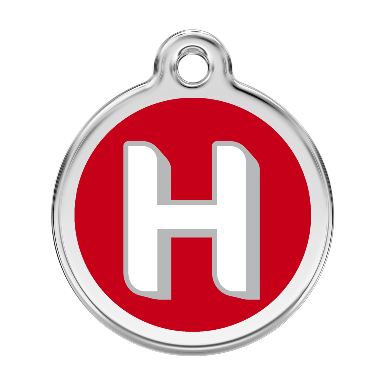 Vue avant - Médaille personnalisée pour chien Red Dingo H rouge en émail et acier inoxydable - Talla L