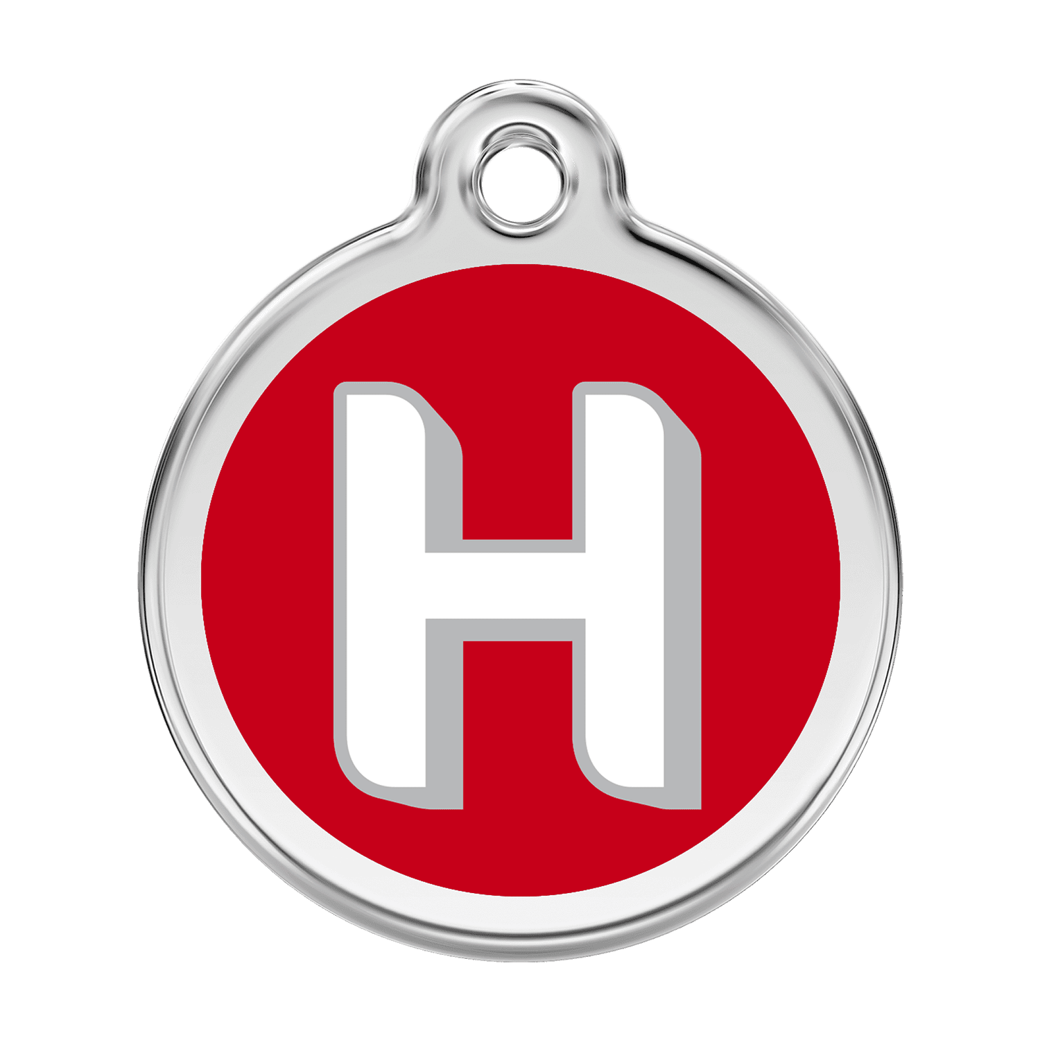 Vue avant - Médaille personnalisée pour chien Red Dingo H rouge en émail et acier inoxydable - Talla L
