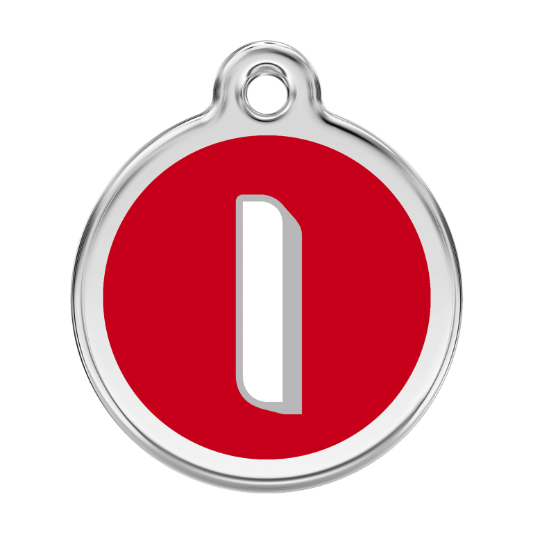 Vue avant - Médaille personnalisée Red Dingo Émail et acier inoxydable - Lettre I - Rouge - Talla L