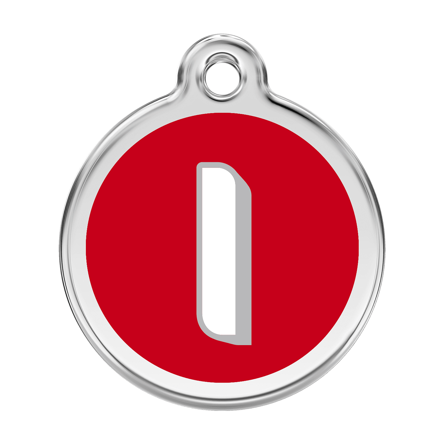 Vue avant - Médaille personnalisée Red Dingo Émail et acier inoxydable - Lettre I - Rouge - Talla L