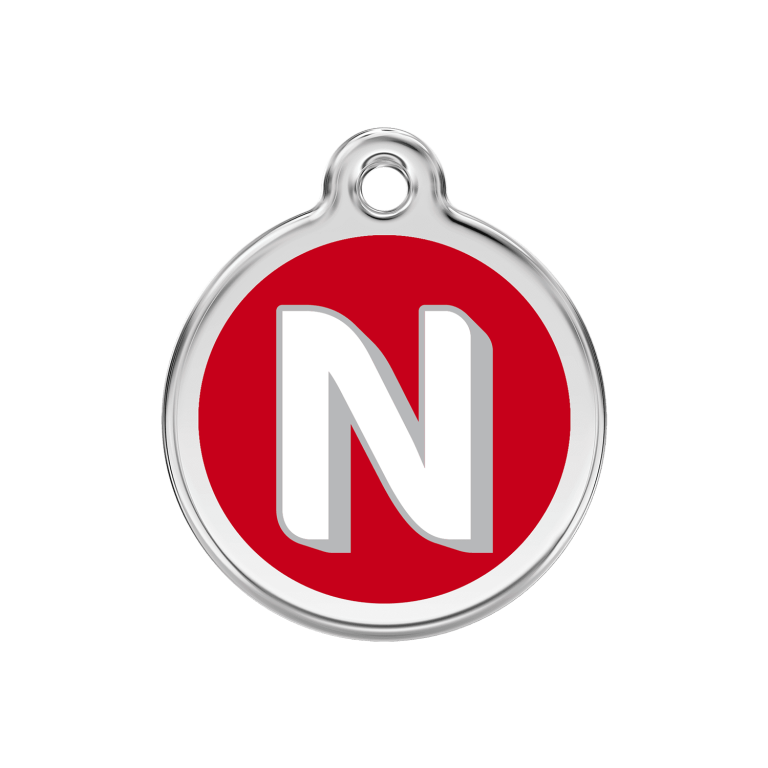 Vue avant - Médaille personnalisée pour chien Red Dingo Émail/Acier inoxydable N Rouge M