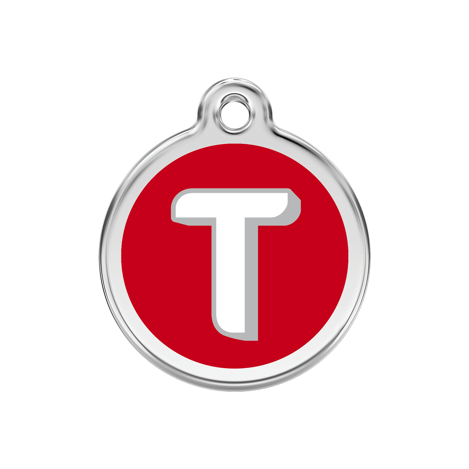 Vue avant - Médaille personnalisée Red Dingo Lettre T Rouge Talla M - Pour chien ou chat