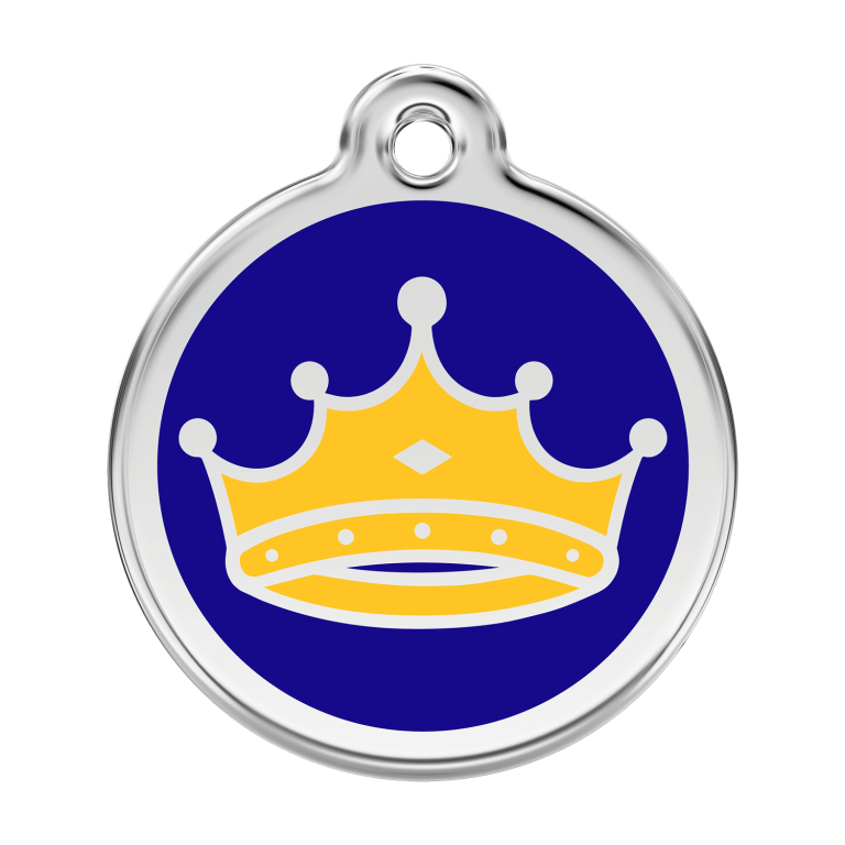 Vue avant - Médaille personnalisée pour chien Red Dingo Émail et acier inoxydable Roi Bleu foncé - Talla L