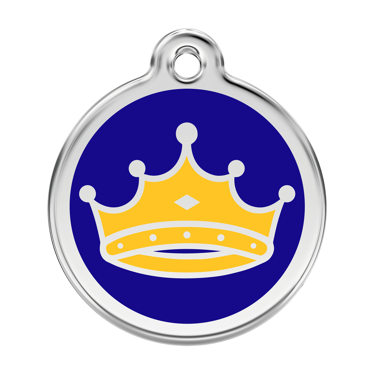 Vue avant - Médaille personnalisée pour chien Red Dingo Émail et acier inoxydable Roi Bleu foncé - Talla L