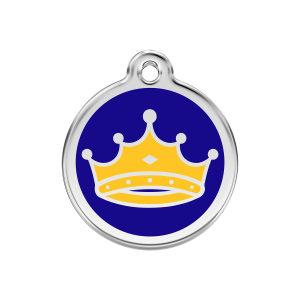 Placa para perro mediana con diseño Rey en esmalte azul oscuro